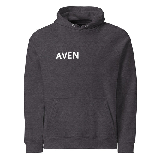 Dark hoodie in rainy city street — AvenRains minimal streetwear UK